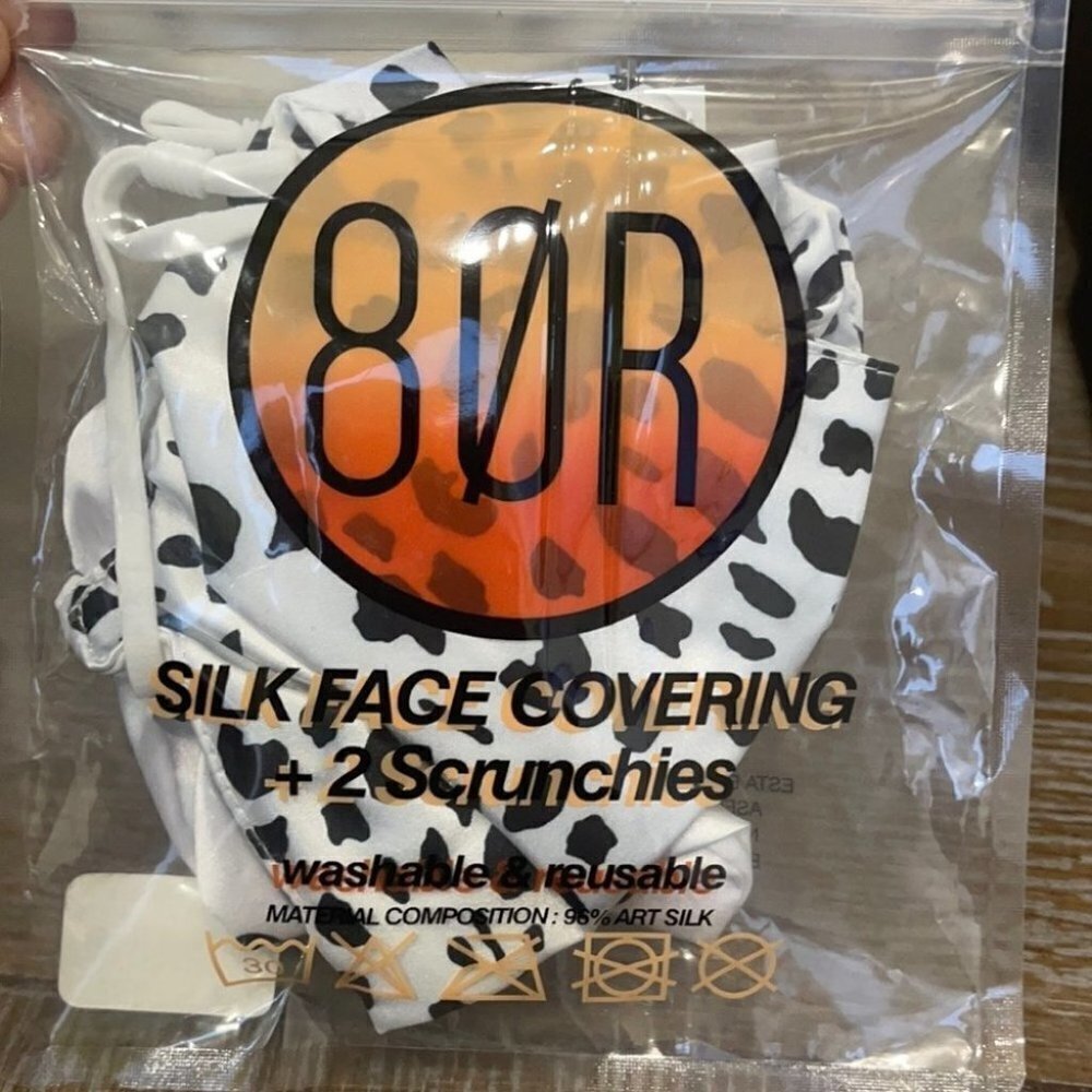 NWT Silk Animal Print Mask & 2 Scrunchie Pack